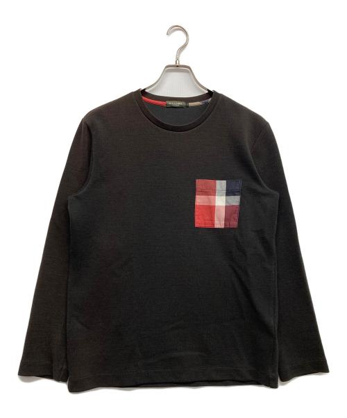 BLACK LABEL CRESTBRIDGE（ブラックレーベル クレストブリッジ）BLACK LABEL CRESTBRIDGE (ブラックレーベル クレストブリッジ) チェック柄ポケットクルーネック ブラウン サイズ:Lの古着・服飾アイテム