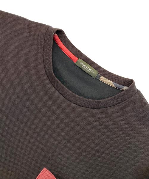 BLACK LABEL CRESTBRIDGE（ブラックレーベル クレストブリッジ）BLACK LABEL CRESTBRIDGE (ブラックレーベル クレストブリッジ) チェック柄ポケットクルーネック ブラウン サイズ:Lの古着・服飾アイテム