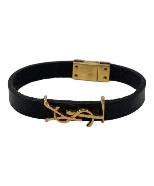 Yves Saint Laurent（イヴサンローラン）Yves Saint Laurent (イヴサンローラン) ロゴブレスレット ブラックの古着・服飾アイテム
