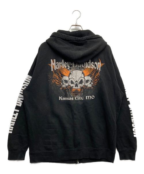 HARLEY-DAVIDSON（ハーレーダビッドソン）HARLEY-DAVIDSON (ハーレーダビッドソン) ジップパーカー ブラック サイズ:Lの古着・服飾アイテム
