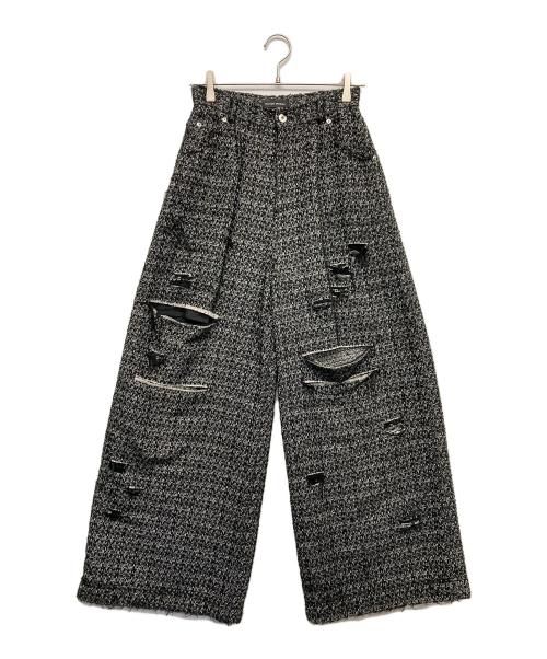 MAISON SPECIAL（メゾンスペシャル）MAISON SPECIAL (メゾンスペシャル) ツイードダメージワイドパンツ ブラック サイズ:38の古着・服飾アイテム