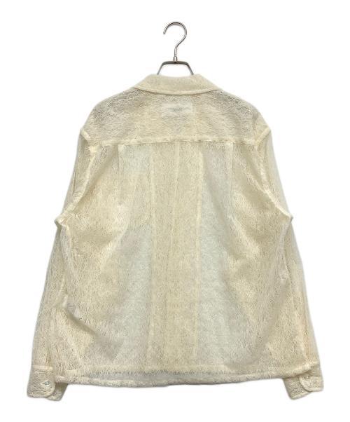 JOHN MASON SMITH（ジョンメイソンスミス）JOHN MASON SMITH (ジョンメイソンスミス) FLOCKY LACE OPEN COLLAR SHIRT アイボリー サイズ:Sの古着・服飾アイテム
