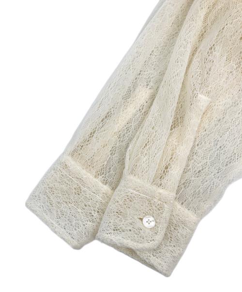 JOHN MASON SMITH（ジョンメイソンスミス）JOHN MASON SMITH (ジョンメイソンスミス) FLOCKY LACE OPEN COLLAR SHIRT アイボリー サイズ:Sの古着・服飾アイテム