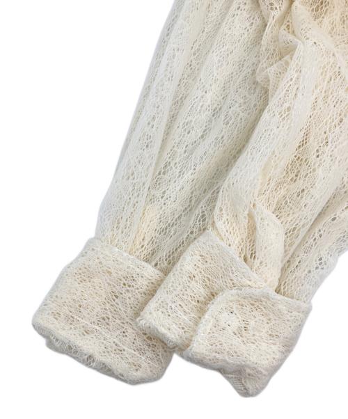 JOHN MASON SMITH（ジョンメイソンスミス）JOHN MASON SMITH (ジョンメイソンスミス) FLOCKY LACE OPEN COLLAR SHIRT アイボリー サイズ:Sの古着・服飾アイテム