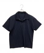 HOMME PLISSE ISSEY MIYAKEオム プリッセ イッセイ ミヤケ）の古着「プリーツポロシャツ」｜ネイビー