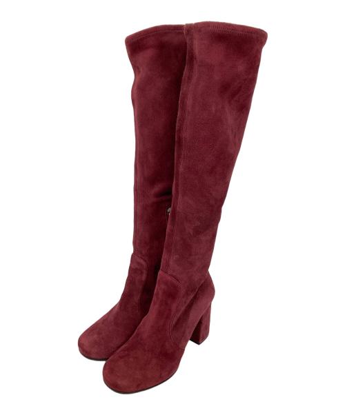 PRADA（プラダ）PRADA (プラダ) ロングレザーブーツ レッド サイズ:35の古着・服飾アイテム