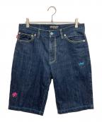 stussyステューシー）の古着「ROUGH RUGGEDデニムハーフパンツ」｜インディゴ