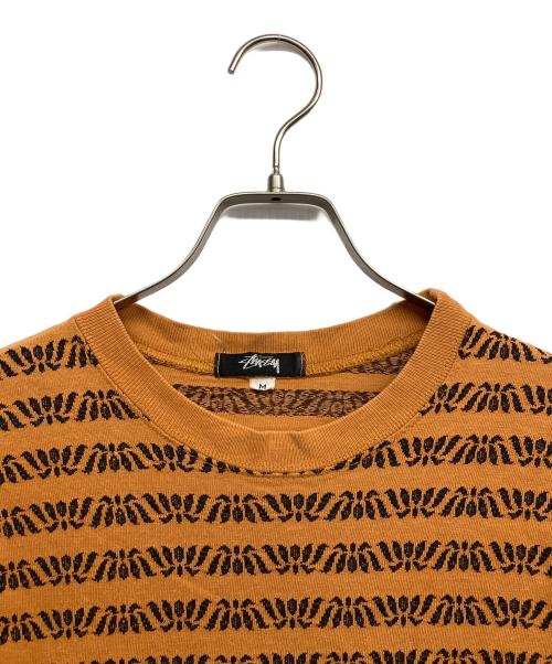 stussy（ステューシー）stussy (ステューシー) 80sジャガードボーダーTシャツ オレンジ サイズ:Mの古着・服飾アイテム