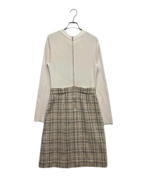 MACKINTOSH LONDON（マッキントッシュ ロンドン）MACKINTOSH LONDON (マッキントッシュ ロンドン) ニットワンピース ドッキング チェック ベージュ サイズ:38の古着・服飾アイテム