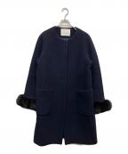 ANAYIアナイ）の古着「ノーカラーコート」｜ネイビー