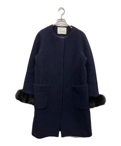 ANAYI（アナイ）ANAYI (アナイ) ノーカラーコート ネイビー サイズ:38の古着・服飾アイテム