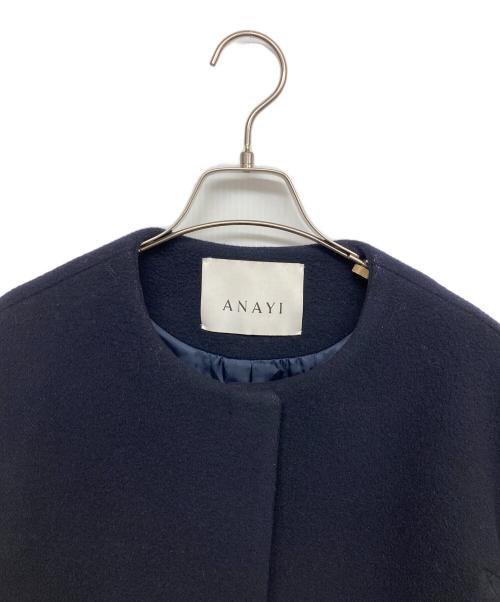 ANAYI（アナイ）ANAYI (アナイ) ノーカラーコート ネイビー サイズ:38の古着・服飾アイテム