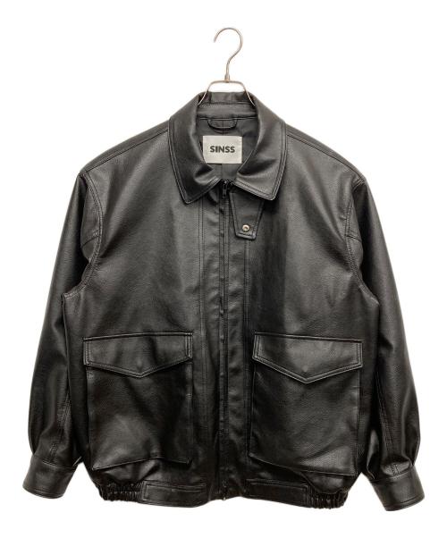 SINSS（シンス）SINSS (シンス) Loose synthetic leather blouson ブラック サイズ:Mの古着・服飾アイテム