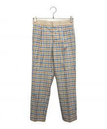 DRAWER（ドゥロワー）の古着「ウールモヘヤチェックパンツ」｜ブルー×ベージュ