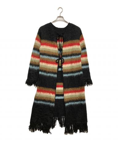 中古・古着通販】AMERI (アメリ) BORDER FRINGE KNIT LONG TOP マルチ