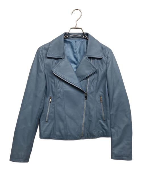 pool studio aliveir（プールスタジオ アリヴィエ.）pool studio aliveir (プールスタジオ アリヴィエ.) ラムレザーライダースジャケット ブルー サイズ:Ｓの古着・服飾アイテム