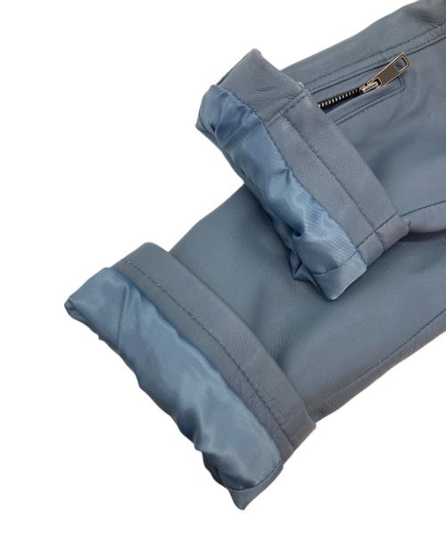 pool studio aliveir（プールスタジオ アリヴィエ.）pool studio aliveir (プールスタジオ アリヴィエ.) ラムレザーライダースジャケット ブルー サイズ:Ｓの古着・服飾アイテム