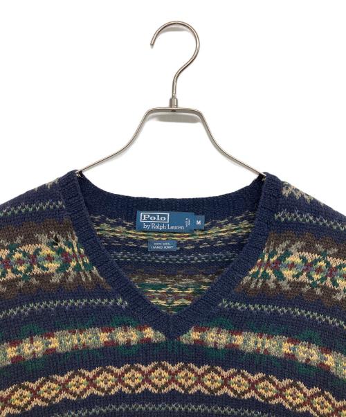 POLO RALPH LAUREN（ポロ・ラルフローレン）POLO RALPH LAUREN (ポロ・ラルフローレン) Vネックニット ネイビー サイズ:Mの古着・服飾アイテム