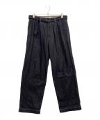Graphpaperグラフペーパー）の古着「Colorfast Denim Belted Pants」｜インディゴ
