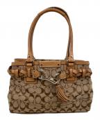 COACHコーチ）の古着「シグネイチャーハンドバッグ」｜ベージュ