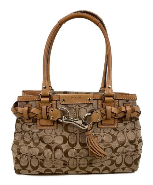 COACH（コーチ）COACH (コーチ) シグネイチャーハンドバッグ ベージュの古着・服飾アイテム