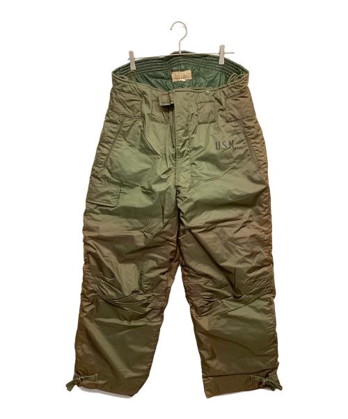 U'S NAVY（アメリカ海軍）U'S NAVY (ユーエスネイビー) NAVY DEPARTMENT (ネイビーデパートメント) サブマリンミリタリーデッキパンツ グリーン サイズ:不明（印字消）の古着・服飾アイテム