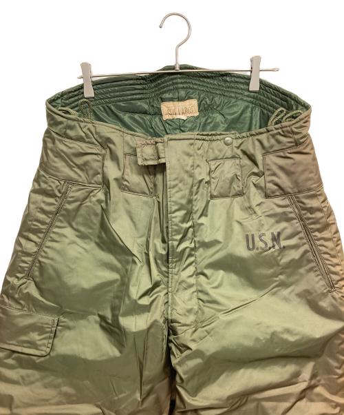 U'S NAVY（アメリカ海軍）U'S NAVY (ユーエスネイビー) NAVY DEPARTMENT (ネイビーデパートメント) サブマリンミリタリーデッキパンツ グリーン サイズ:不明（印字消）の古着・服飾アイテム
