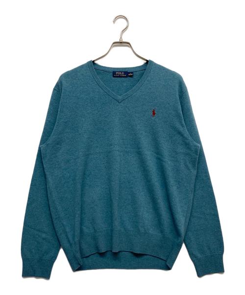 POLO RALPH LAUREN（ポロ・ラルフローレン）POLO RALPH LAUREN (ポロ・ラルフローレン) Vネックニット グリーン サイズ:Lの古着・服飾アイテム