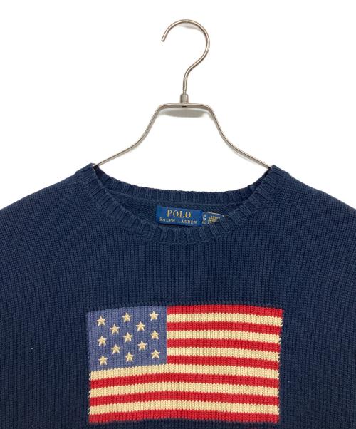 POLO RALPH LAUREN（ポロ・ラルフローレン）POLO RALPH LAUREN (ポロ・ラルフローレン) 星条旗ニット ネイビー サイズ:XLの古着・服飾アイテム