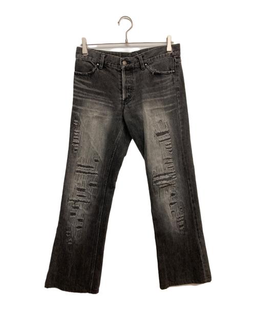 SHELLAC（シェラック）SHELLAC (シェラック) ダメージデニムパンツ ブラック サイズ:48の古着・服飾アイテム