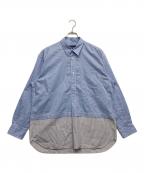 COMME des GARCONS HOMMEコムデギャルソン オム）の古着「ストライプ ドッキング プルオーバー シャツ」｜ブルー