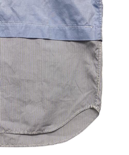 COMME des GARCONS HOMME（コムデギャルソン オム）COMME des GARCONS HOMME (コムデギャルソン オム) ストライプ ドッキング プルオーバー シャツ ブルー サイズ:Mの古着・服飾アイテム