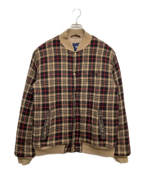 stussy（ステューシー）stussy (ステューシー) ショーンフォントロゴ刺繍ウールスタジャン ブラウン サイズ:Lの古着・服飾アイテム