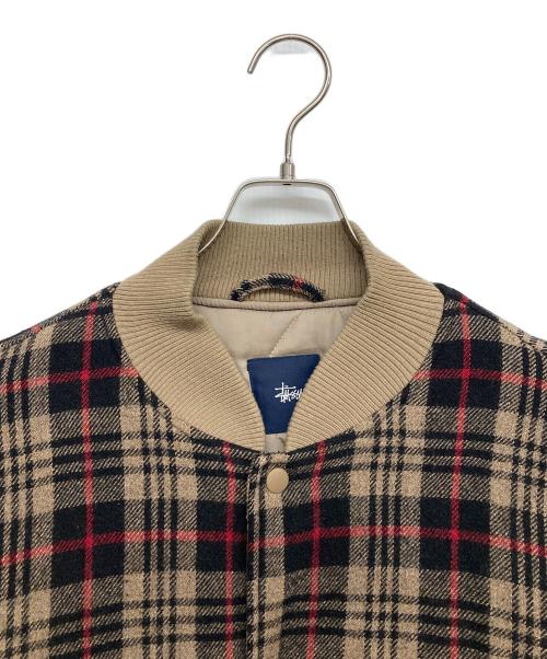 stussy（ステューシー）stussy (ステューシー) ショーンフォントロゴ刺繍ウールスタジャン ブラウン サイズ:Lの古着・服飾アイテム