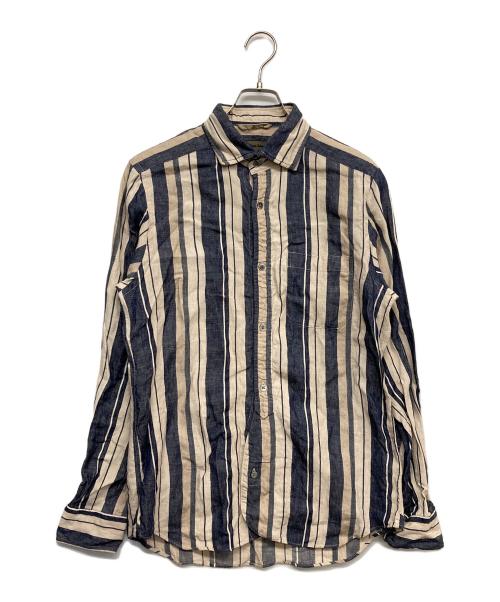 NIGEL CABOURN（ナイジェルケーボン）NIGEL CABOURN (ナイジェルケーボン) リネンストライプシャツ ネイビー サイズ:48の古着・服飾アイテム