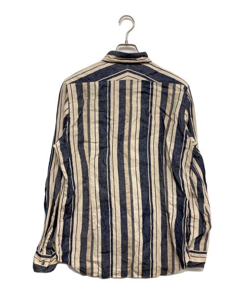 NIGEL CABOURN（ナイジェルケーボン）NIGEL CABOURN (ナイジェルケーボン) リネンストライプシャツ ネイビー サイズ:48の古着・服飾アイテム