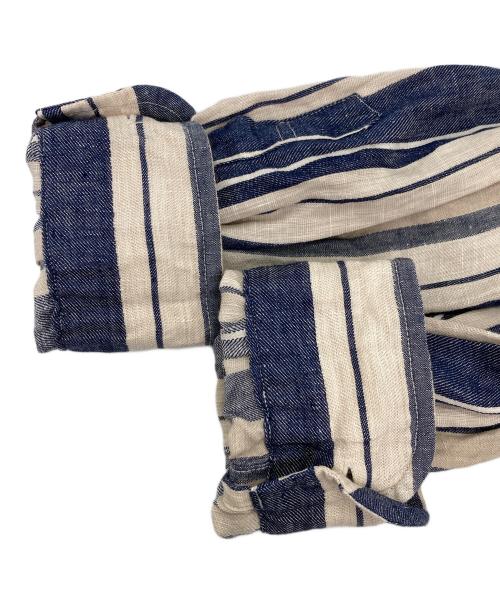 NIGEL CABOURN（ナイジェルケーボン）NIGEL CABOURN (ナイジェルケーボン) リネンストライプシャツ ネイビー サイズ:48の古着・服飾アイテム