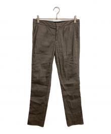DRAWER（ドゥロワー）の古着「リネンストレッチパンツ」｜ブラウン