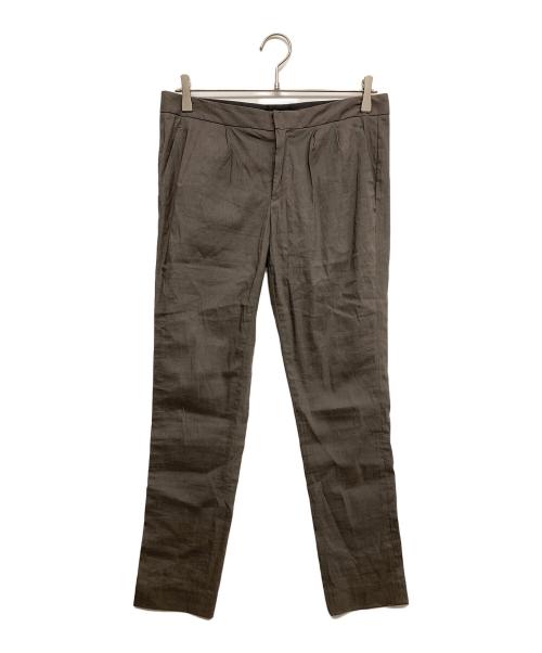 DRAWER（ドゥロワー）DRAWER (ドゥロワー) リネンストレッチパンツ ブラウン サイズ:38の古着・服飾アイテム