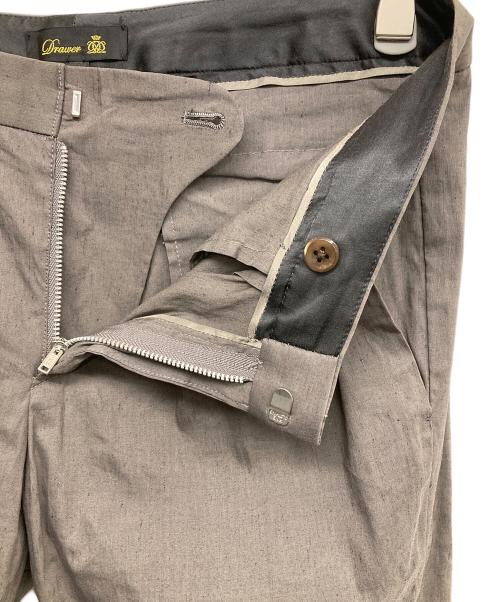 DRAWER（ドゥロワー）DRAWER (ドゥロワー) リネンストレッチパンツ ブラウン サイズ:38の古着・服飾アイテム