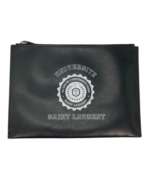 Saint Laurent Paris（サンローランパリ）Saint Laurent Paris (サンローランパリ) カレッジロゴクラッチバッグ ブラックの古着・服飾アイテム