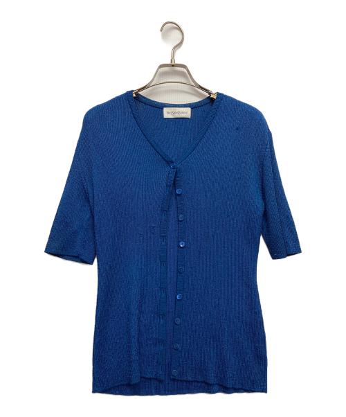 Yves Saint Laurent（イヴサンローラン）Yves Saint Laurent (イヴサンローラン) 半袖カーディガン ブルー サイズ:Mの古着・服飾アイテム