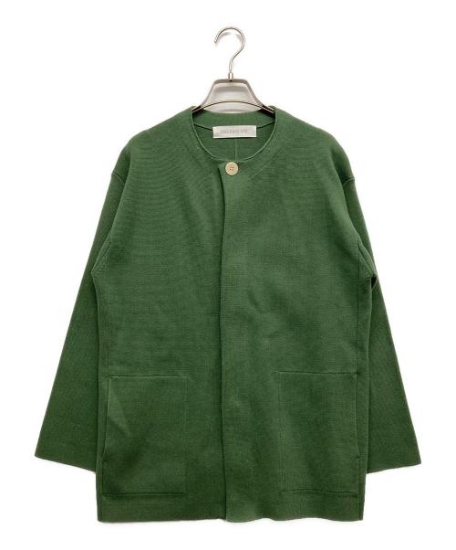 GALERIE VIE（ギャルリーヴィー）GALERIE VIE (ギャルリーヴィー) コットンシルクミラノリブ ノーカラーコート グリーン サイズ:Fの古着・服飾アイテム