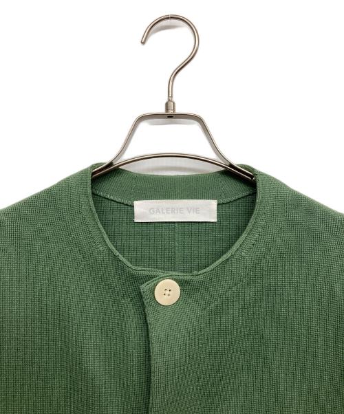 GALERIE VIE（ギャルリーヴィー）GALERIE VIE (ギャルリーヴィー) コットンシルクミラノリブ ノーカラーコート グリーン サイズ:Fの古着・服飾アイテム