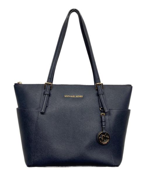 MICHAEL KORS（マイケル・コース）MICHAEL KORS (マイケル・コース) Jet Set saffiano leather tote ネイビーの古着・服飾アイテム