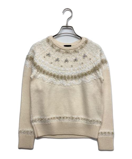 TO BE CHIC（トゥービーシック）TO BE CHIC (トゥービーシック) クルーネックニット ベージュ サイズ:2の古着・服飾アイテム