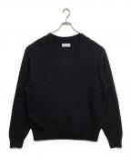 hotel palaceホテルプレイス）の古着「ディープVネックミドルゲージニット」｜ブラック