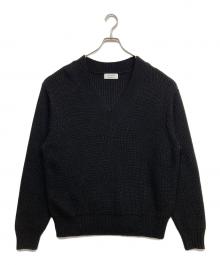 hotel palace（ホテルプレイス）の古着「ディープVネックミドルゲージニット」｜ブラック