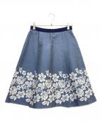 M'S GRACYエムズグレイシー）の古着「フレア ジャガードスカート」｜ブルー