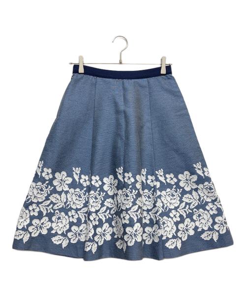 M'S GRACY（エムズグレイシー）M'S GRACY (エムズグレイシー) フレア ジャガードスカート ブルー サイズ:38の古着・服飾アイテム
